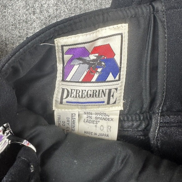 Vtg Peregrine Ski Pants Women 10 Black Bibs Adjustable Wool Blend - Picture 4 of 11